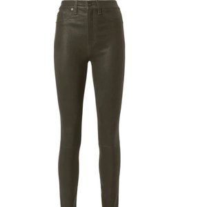 Rag & Bone High-Rise Skinny Olive Leather Pants Size 24